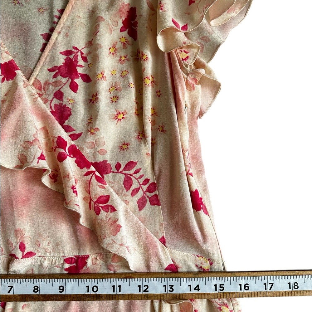 GERARD DAREL WOMANS SILK FLORAL PINK MIDI DRESS SIDED ZIPPER SZ 8.5 US - Picture 9 of 12